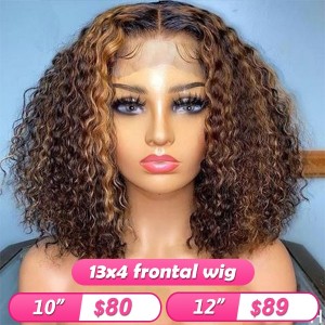 INVISIBLE TRANSPARENT LACE Surper Melt into Skin! Bouncy Curls Virgin Human Hair 13x4 Lace Front Wigs Pre Plucked【W316】