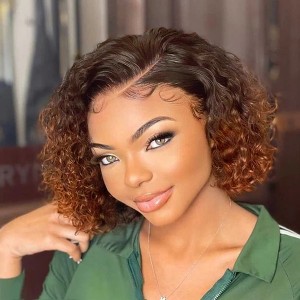 THROW ON & GO !! Curly bob wigs Eva 13x6 150density Pre Plucked Invisible Swiss Lace【Y36】