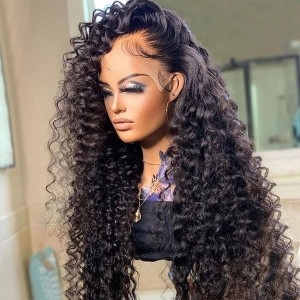 Eva Hair Glueless Sexy  Curly Pre Plucked Brazilian Remy Hair Bleached Knots 13x6  Lace Frontal Wig With Baby Hair Bleached Knots【W322】