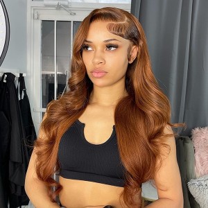 Are You Ready For This One ? Body Wave Brown Color Wig 13x6 Brazilian Lace Front Human Hair Wigs Pre Plucked Natural Hairline With Baby Hair Eva【W409】