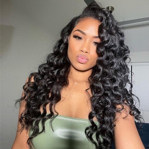 Eva Hair Pre Plucked Brazilian Deep Wave Remy Hair Bleached Knots13x6 Lace Frontal Wig With Baby Hair【W015】