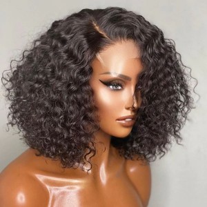 Flash Sale！！！Goddess Deep Curly 13X4 Lace Front Human Hair Bob Wig【W359】