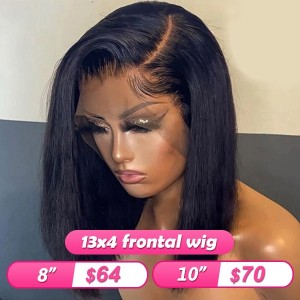 Winter Wig FlashSale！！！Eva 13X4 Brazilian Silky Straight  Lace Front Human Hair Bob Wigs Pre Plucked Human Hair【W315】