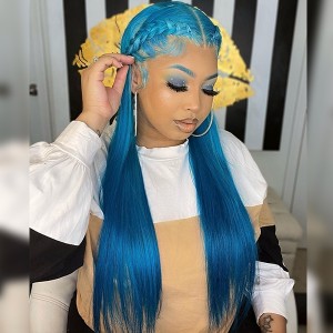 New Arrival ! New Color! Goddess Must Be Blue. Who Wanna Kill This One? Silky Straight 13x6 Lace Front Human Hair Wigs  【00111】