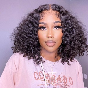 Eva Hair Pre Plucked Brazilian Deep Wave Remy Hair Bleached Knots13x6 Lace Frontal Wig With Baby Hair【W074】
