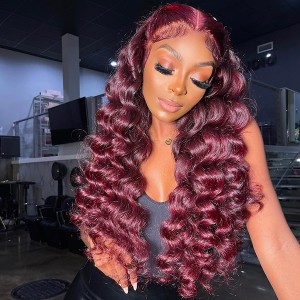 We Are Here To Fulfill Wig Dreams! 99J Deep Wave 13x6 Lace Front Human Hair Wigs For Women Brazilian Remy Hair Wigs Pre Plucked Bleached Knotes【W329】