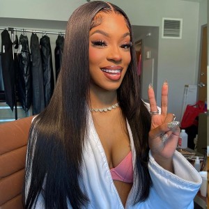 Straight Virgin Human Hair 13x6 Lace Front Wigs Pre Plucked Hailine And Bleached Knotes Eva【W568】