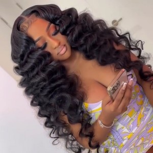 32 Inches Available !!! 18- 32 Inches Elva Hair Pre Plucked Raw Cambodian Loose Wave 13X4 Lace Front Wig With Pre Plucked Hairline【W609】