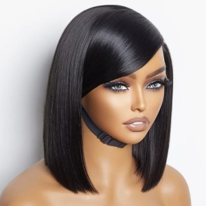 THROW ON & GO !! Eva 150% Density 13x6 Silky Straight Bob Wig  Pre Plucked Invisible Swiss Lace【G023】