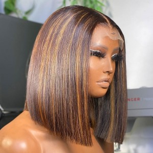 THROW ON & GO !! Eva 150% Density 13x6 Natural Wave Bob Wig Pre Plucked Invisible Swiss Lace【Y22】