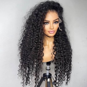 GLUELESS LONG WIG 6 INCH PARTING. Eva 130% Density 13x6 Curly Wig Pre Plucked Invisible Swiss Lace【YY1】