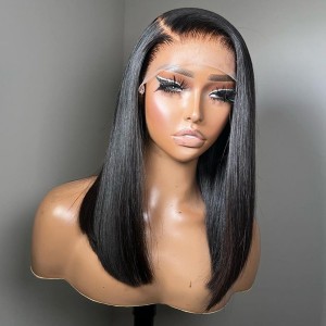 Glueless Straight bob wigs !! Eva 13x6 150density Pre Plucked Invisible Swiss Lace【Y45】