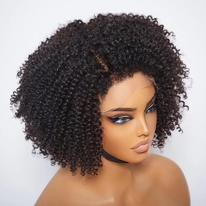 Glueless Kinky Curly bob wigs !! Eva 13x6 150 Density Pre Plucked Invisible Swiss Lace【G16】