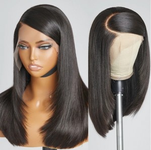 GLUELESS LONG WIG 6 INCH PARTING. Eva 90s Inspired Side Swoop Silky Straight 13x6 130% Frontal Lace Long Wig 100% Human Hair【G010】
