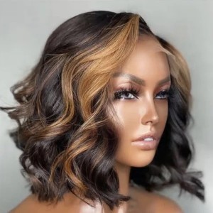THROW ON & GO !! Eva 150% Density 13x6 Natural best wave Bob Wig Pre Plucked Invisible Swiss Lace【Y30】