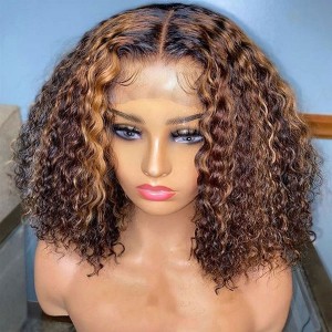 Affordable & Beginner Friendly!!! Chestnut Honey Blonde Highlight  Jerry Curly Chic 150 Density 13x6 Lace Front Human Wig Eva【S001】
