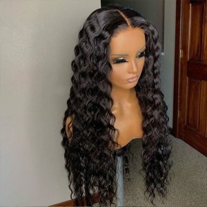GLUELESS LONG WIG 6 INCH PARTING. Eva Deep Wave 130% Density 13x6 Pre Plucked Invisible Swiss Lace【G07】