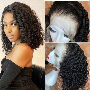 Eva Hair 150% Density Brazilian Remy Hair Pre Plucked Curly Bob Pre Plucked Full Lace Wig with Baby Hair【Y124】